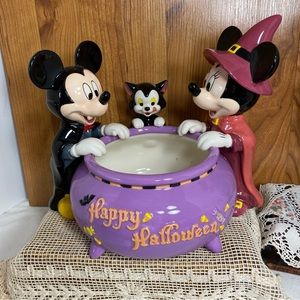 Disney Mickey & Minnie Mouse Halloween Candy Bowl – Ceramic Collectible Decor